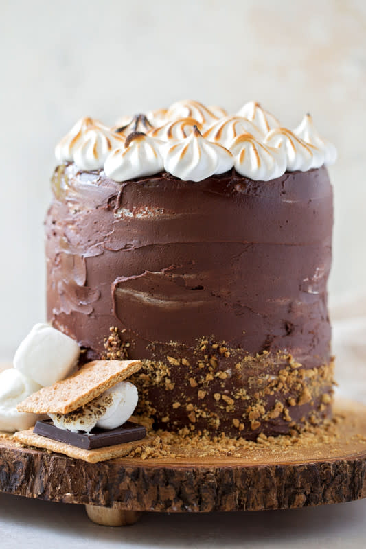 <p>Life Made Simple Bakes</p><p>A summer favorite turned into a drool-worthy dessert fit for a party, no campfire required! This s’mores layer cake has a graham base, fudge frosting and a homemade marshmallow meringue frosting.</p><p><strong>Get the recipe: <a href="https://lifemadesimplebakes.com/smores-layer-cake-7/" rel="nofollow noopener" target="_blank" data-ylk="slk:S'mores Layer Cake;elm:context_link;itc:0;sec:content-canvas" class="link ">S'mores Layer Cake</a></strong></p>