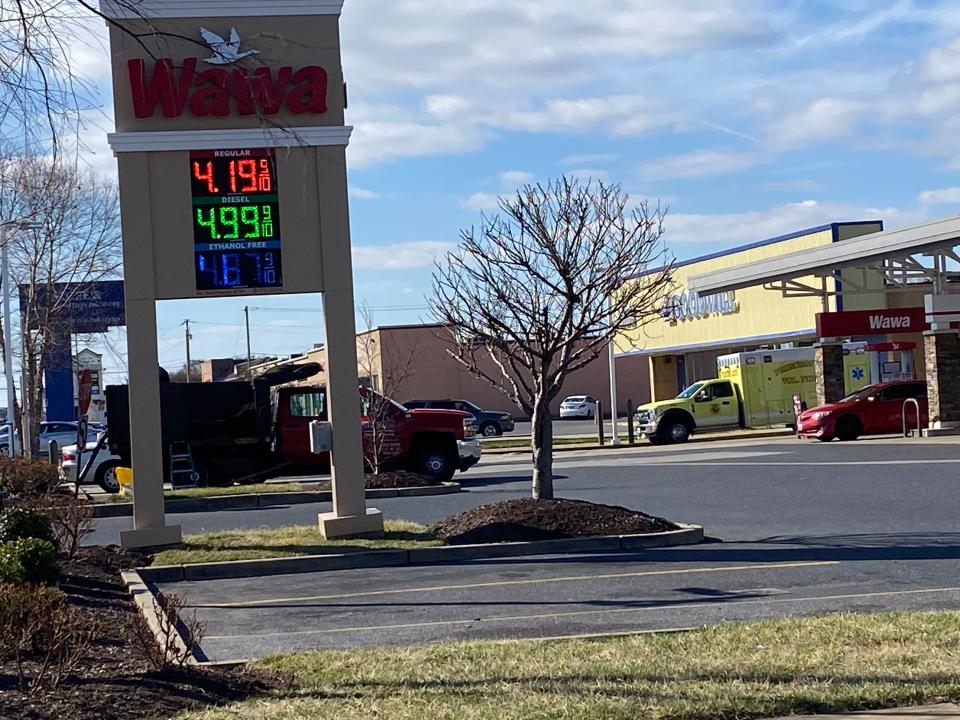 A gallon of regular gas was selling for $4.19 Tuesday, March  8,  at  the Wawa on South Salisbury Boulevard.