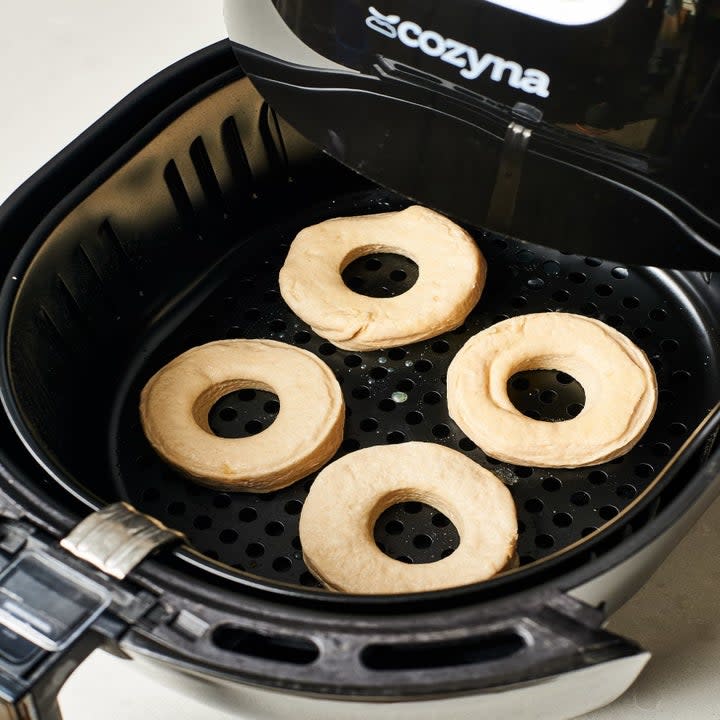 Four donuts in the air fryer.