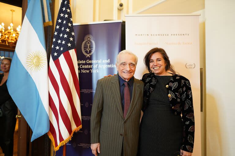 Martin Scorsese y la directora Celina Murga, este sábado por la noche en el Consulado Argentino de Nueva York