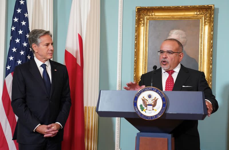 Blinken meets with Bahraini Crown Prince Salman bin Hamad al-Khalifa at the State Department in Washington