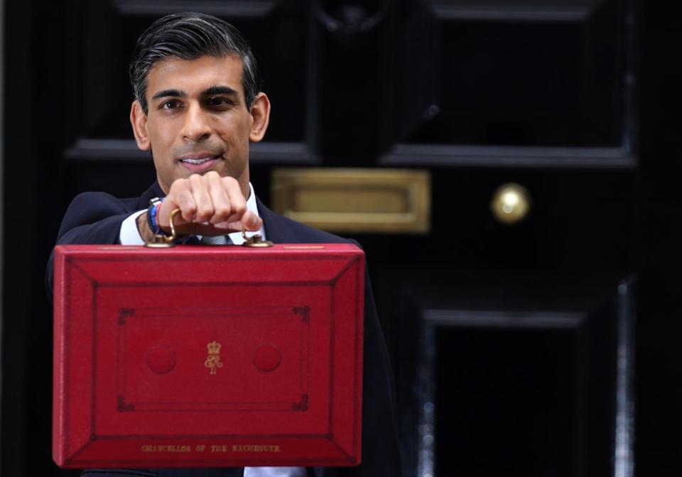 Chancellor Rishi Sunak leaving 11 Downing Street before delivering his Budget to the House of Commons (Jacob King/PA) (PA Wire)