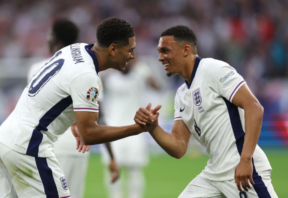 Jude Bellingham and Trent Alexander-Arnold showed signs of promise in midfield (The FA via Getty Images)