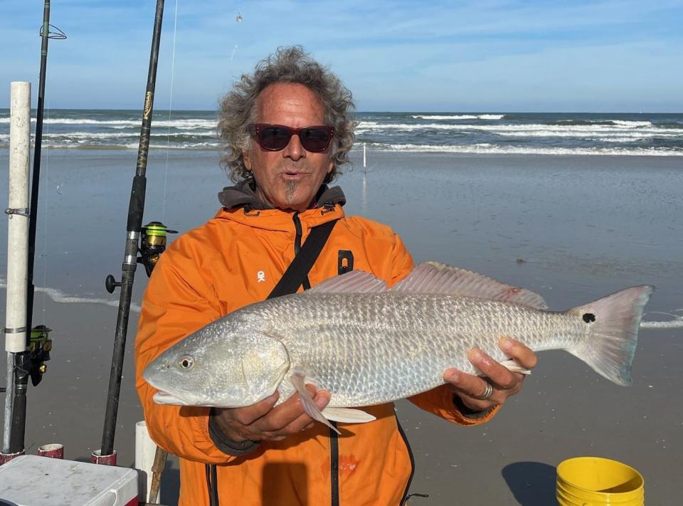 Marco Pompano isn't against going off-script. Here's one of several slot-sized redfish he brought to the shoreline this past week in Wilbur by the Sea.