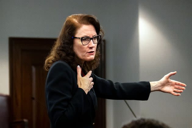 Prosecutor Linda Dunikoski presents a closing argument to the jury during the trial of Travis McMichael, Gregory McMichael and William 