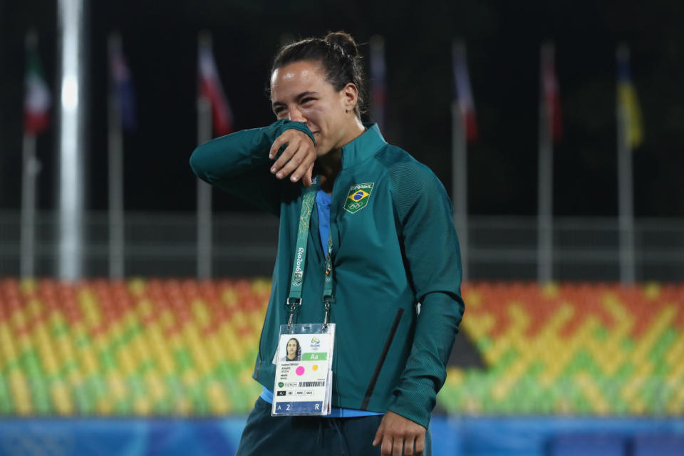 Cerullo was overcome with emotion. (Photo: Getty Images)