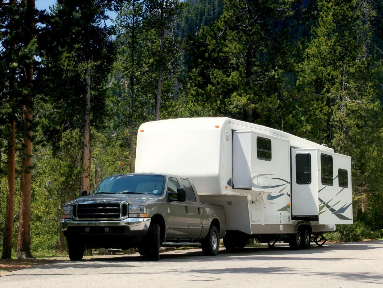a camper / trailer in yellowstone national park
