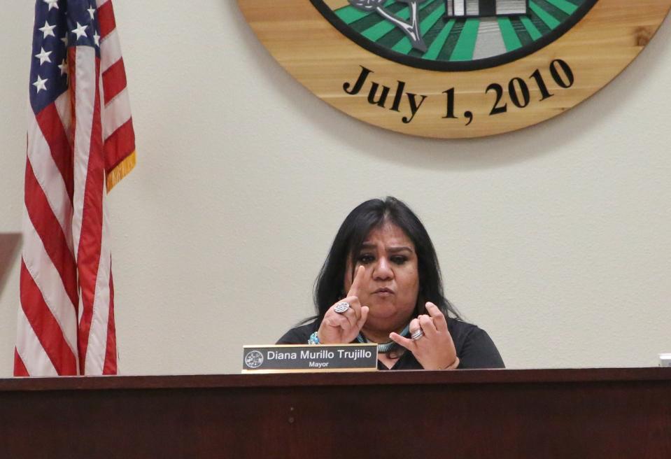 Anthony, N.M. Mayor Diana Murillo speaks during a city council meeting at the Anthony Municipal Complex on Thursday, May 5, 2022.