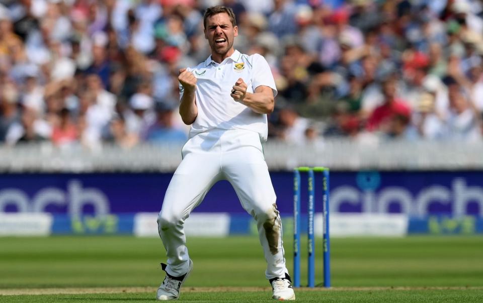 Anrich Nortje of South Africa celebrates after bowling Jonathan Bairstow - GETTY IMAGES