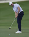 Daniel Berger, of the United States, watches his putt on the first green on day three of the Hero World Challenge PGA Tour at the Albany Golf Club, in New Providence, Bahamas, Saturday, Dec. 4, 2021.(AP Photo/Fernando Llano)