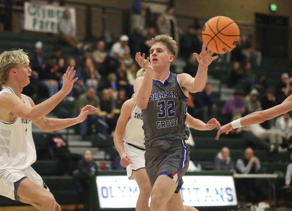Pleasant Grove and Brighton compete in a neutral tournament game at Olympus High School in Holladay on Thursday, Dec. 28, 2023. | Laura Seitz, Deseret News