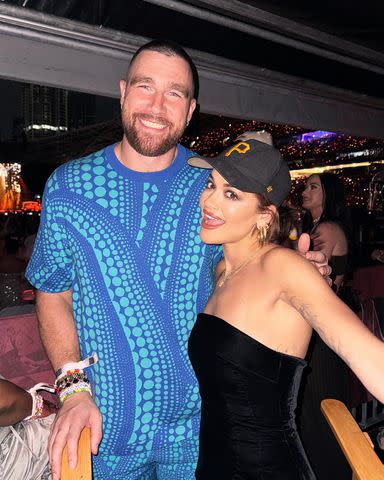 <p>Rita Ora/Instagram</p> Travis Kelce and Rita Ora at the first Eras Tour show in Sydney