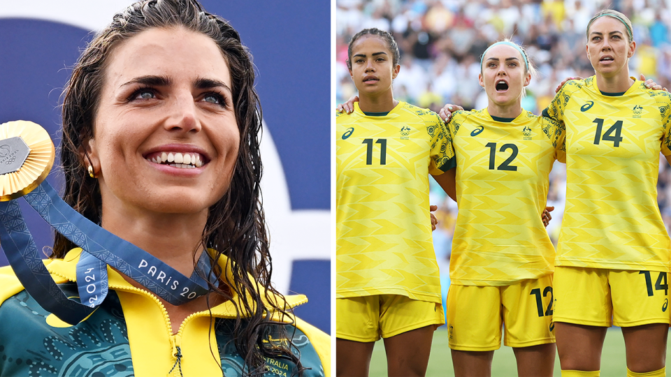 Aussie viewers have called out Channel 9 for showing a replay of the Matildas' win over Zambia and Jess Fox's gold medal run on the main free-to-air channel instead of live action from the Olympics on Monday evening. (Getty Images)