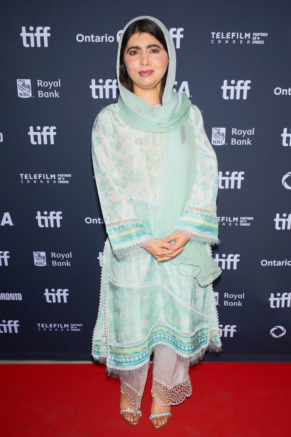 Malala Yousafzai went all-teal for the premiere of 