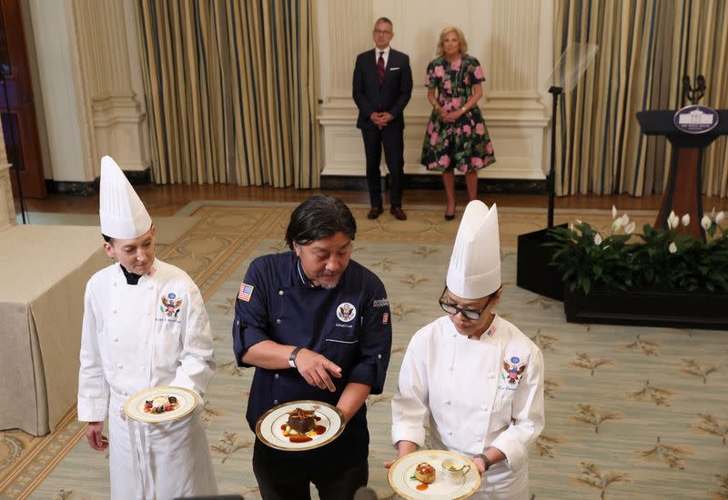 U.S. first lady Jill Biden hosts media preview ahead of state dinner for South Korean President Yoon Suk Yeol in Washington