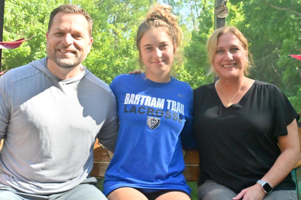 Ryann Frechette, center, and her parents, Burt and Shelly Frechette, will meet with the FHSAA's board of directors Sunday afternoon.