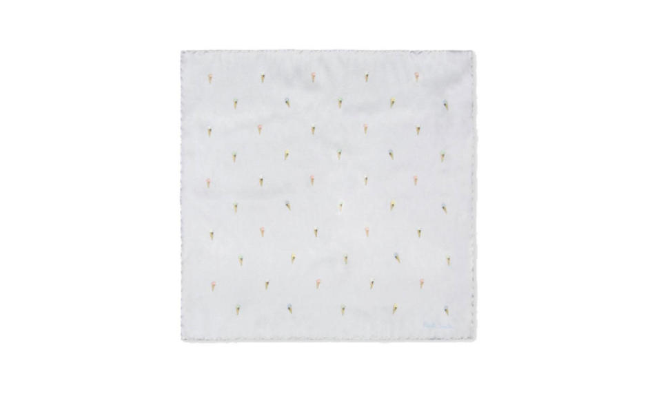 Paul Smith Men’s Grey Ice Cream Print Silk Pocket Square