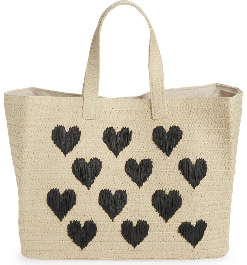 6) btb Los Angeles Be Mine Straw Tote