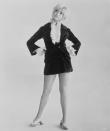 <p>Goldie Hawn gave these slip-ons a Victorian feel with her ruffled shirt and velvet dress. </p>