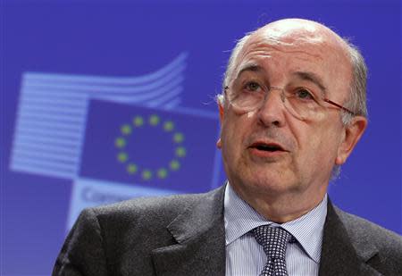 European Union Competition Commissioner Joaquin Almunia addresses a news conference at the EU Commission headquarters in Brussels December 4, 2013. REUTERS/Yves Herman