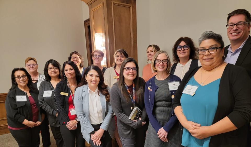 Representatives from 12 Coachella Valley libraries and the Riverside County Library System pose at the Literary Society of the Desert lunch on March 14, 2024.