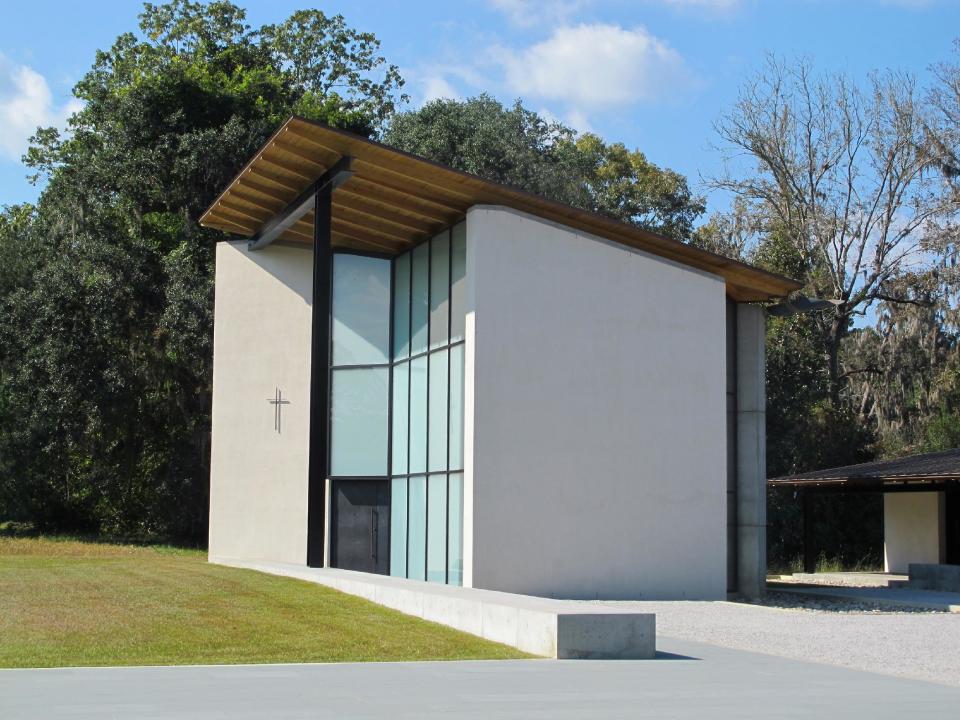 This Oct. 30, 2013, photo shows the new Father Francis Kline Memorial Chapel at the retreat center at the Mepkin Abbey in Moncks Corner, S.C. The abbey hosts about 1,500 people a year who want to experience the contemplative life. (AP Photo/Bruce Smith)