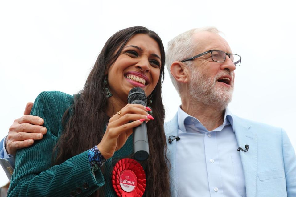 Faiza Shaheen and then-Labour leader Jeremy Corbyn at a rally in 2019 (Gareth Fuller/PA) (PA Archive)