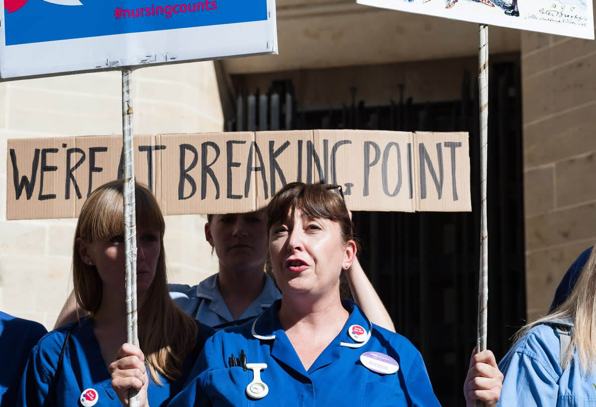 Nurses protest the public sector pay cap (Rex)