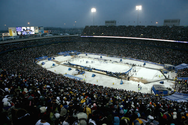 of the Buffalo Sabres of the Pittsburgh Penguins during the NHL Winter Classic at the Ralph Wilson Stadium on January 1, 2008 in Orchard Park, New York.