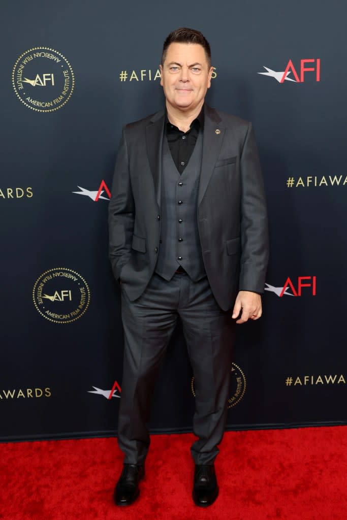 Nick Offerman attends the AFI Awards Luncheon at Four Seasons Hotel Los Angeles at Beverly Hills on January 12, 2024 in Los Angeles, California.