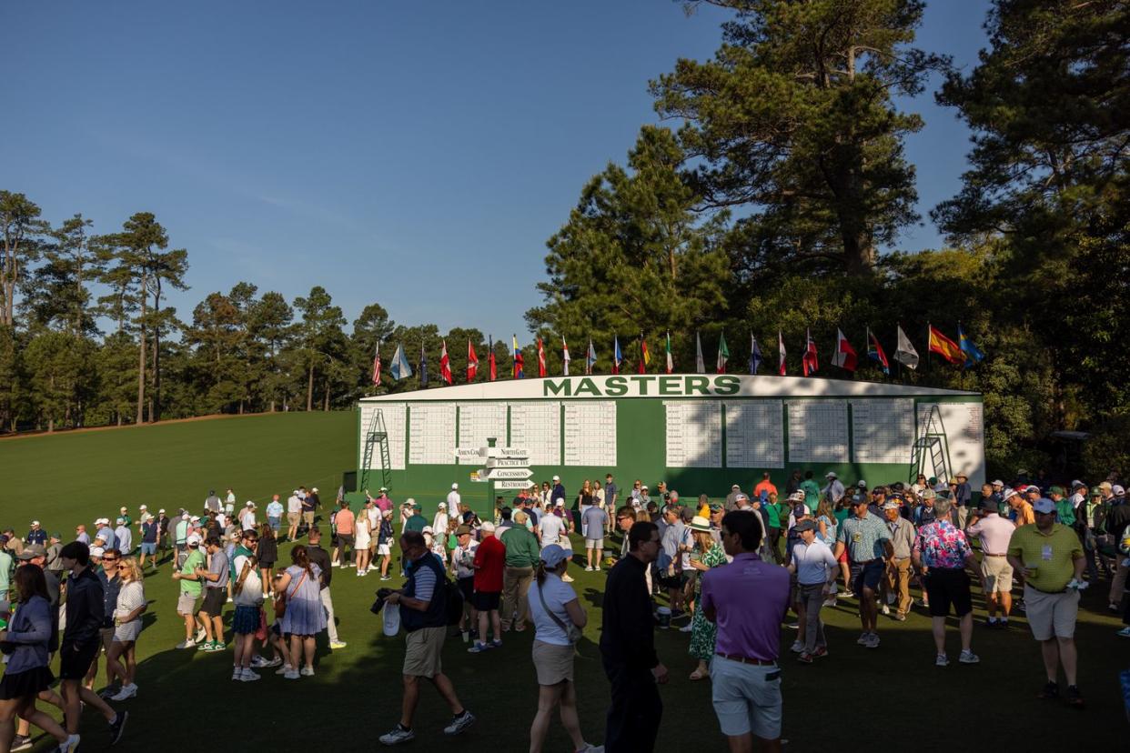 the crowds of spectators at the masters tournament in augusta, georgia