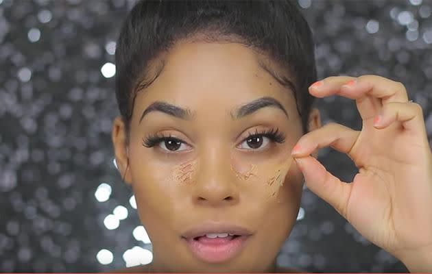 Watch this beauty blogger try a new product which forms a barrier between your skin and your make-up. Photo: YouTube