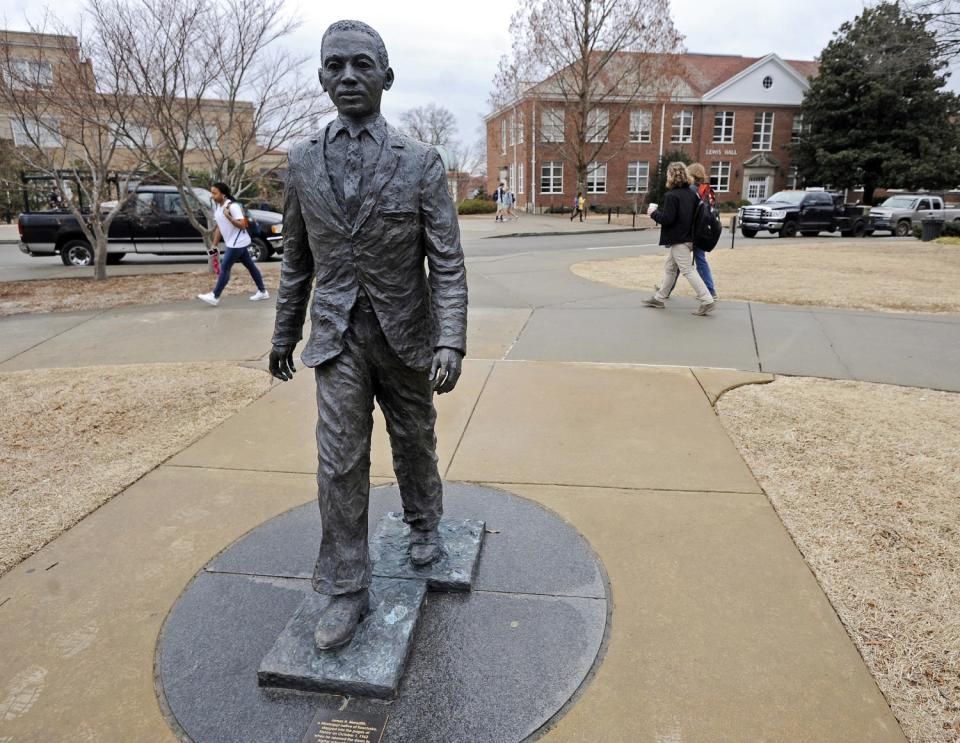 The James Meredith statue on the University of Mississippi campus in Oxford, Miss., in 2014.