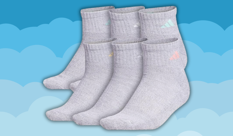 six pairs of Adidas ankle socks in gray