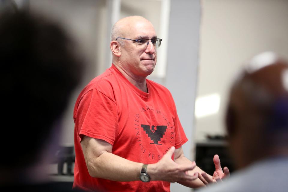 Director David Catanzarite talks to the cast of "Displacement: Stories from Section 14," during rehearsal on June 19 in Palm Desert.