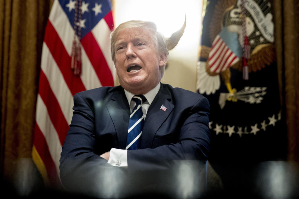 <span class="s1">President Trump speaks to the media as he meets with members of Congress at the White House on Tuesday. (Photo: Andrew Harnik/AP)</span>