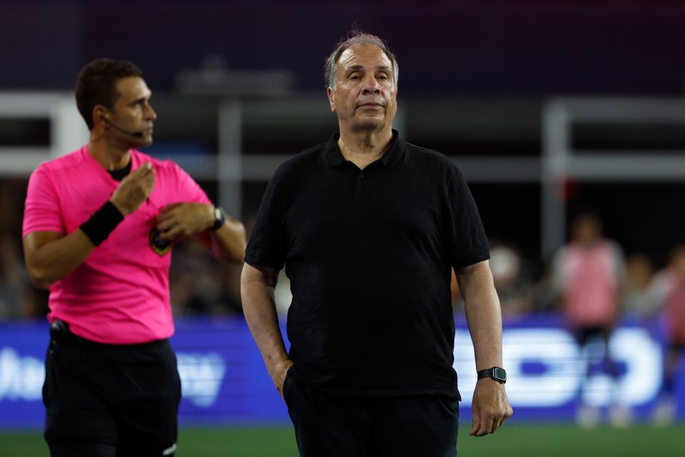 New England Revolution head coach Bruce Arena looks on during the second half against the D.C. United at Gillette Stadium in July.