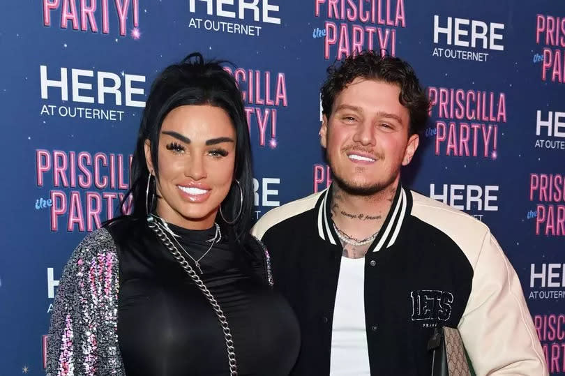 Katie Price (L) and JJ Slater attend the press night performance of "Priscilla The Party!"