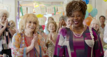 This image released by Gravitas Ventures shows Ann-Margret, left, and Loretta Devine in a scene from "Queen Bees." (Gravitas Ventures via AP)