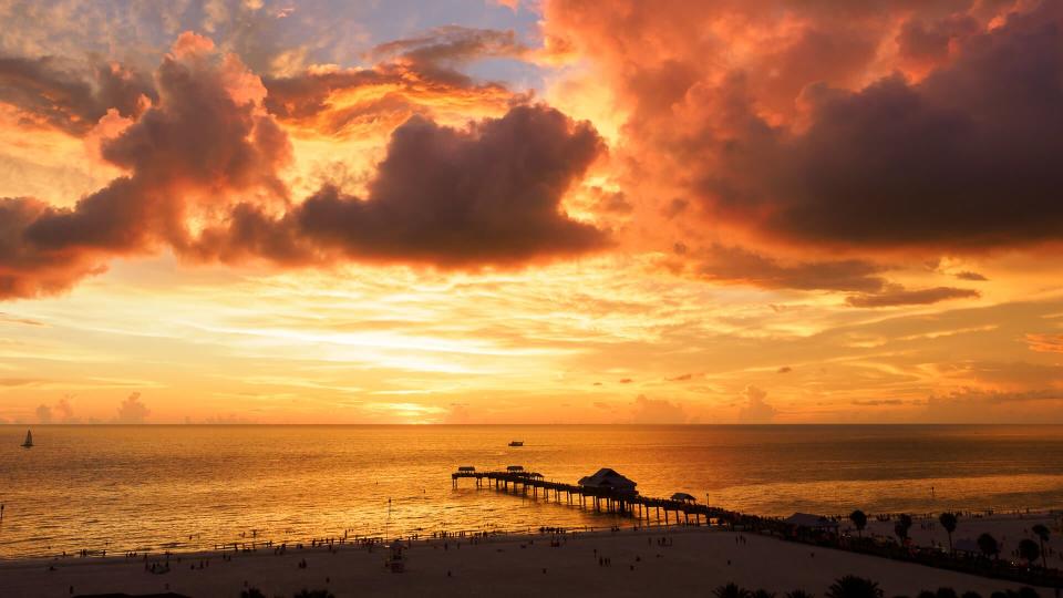 A stunning sunset at Clearwater beach, Florida.