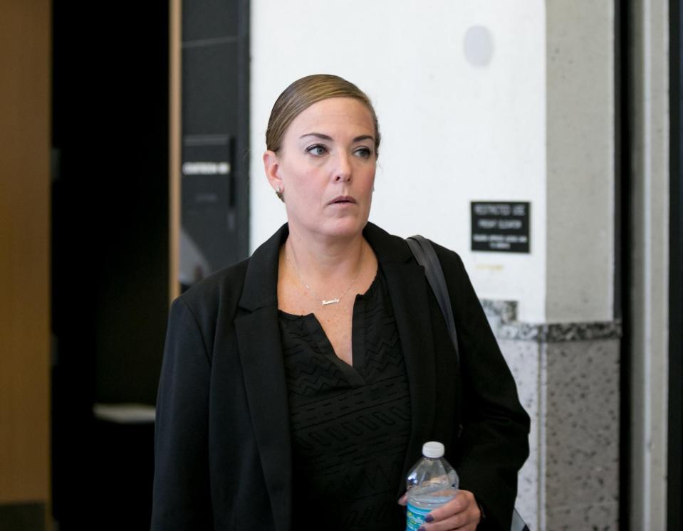 Bethany Fedorenchik Guerriero, a Palm Beach Gardens police officer, gave up her badge for two months after Delray Beach police her charged with stalking.