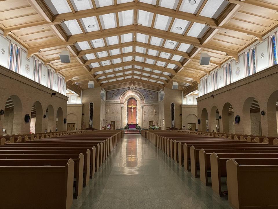 St. Monica Catholic Church, 5681 N. Santa Monica Blvd., awaits parishioners Saturday.