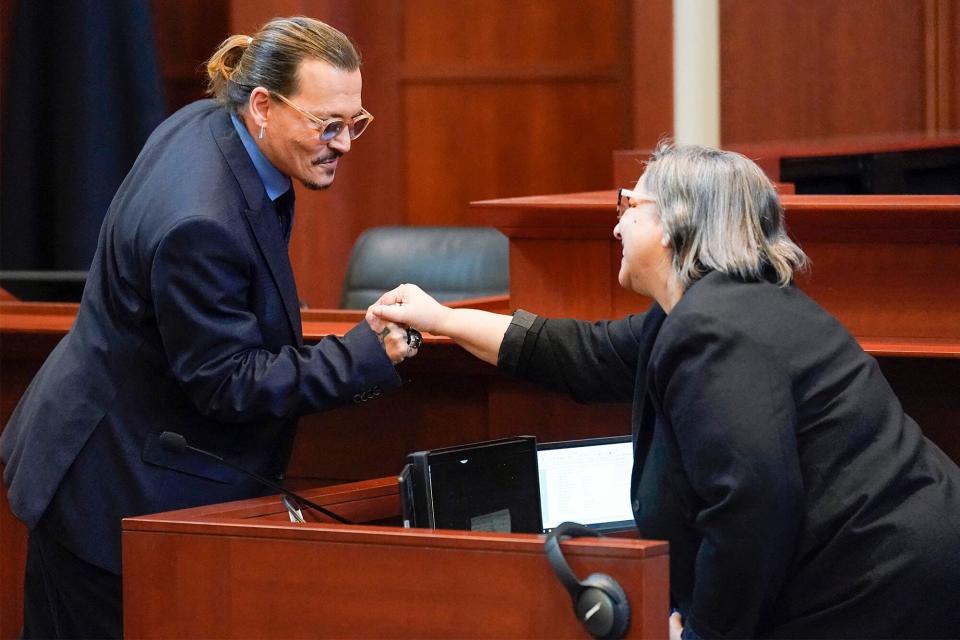 Johnny Depp greets Judy Bellinger