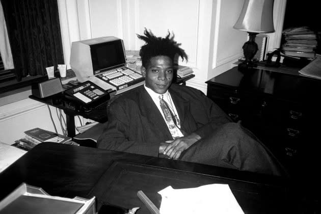 Jean - Michel Basquiat at the surprise birthday party for Susanne Bartsch at the Rainbow Roof, at Steven Greenberg's office,  30 Rockefeller Plaza - Credit: Paul Bruinooge/Patrick McMullan/Getty Images