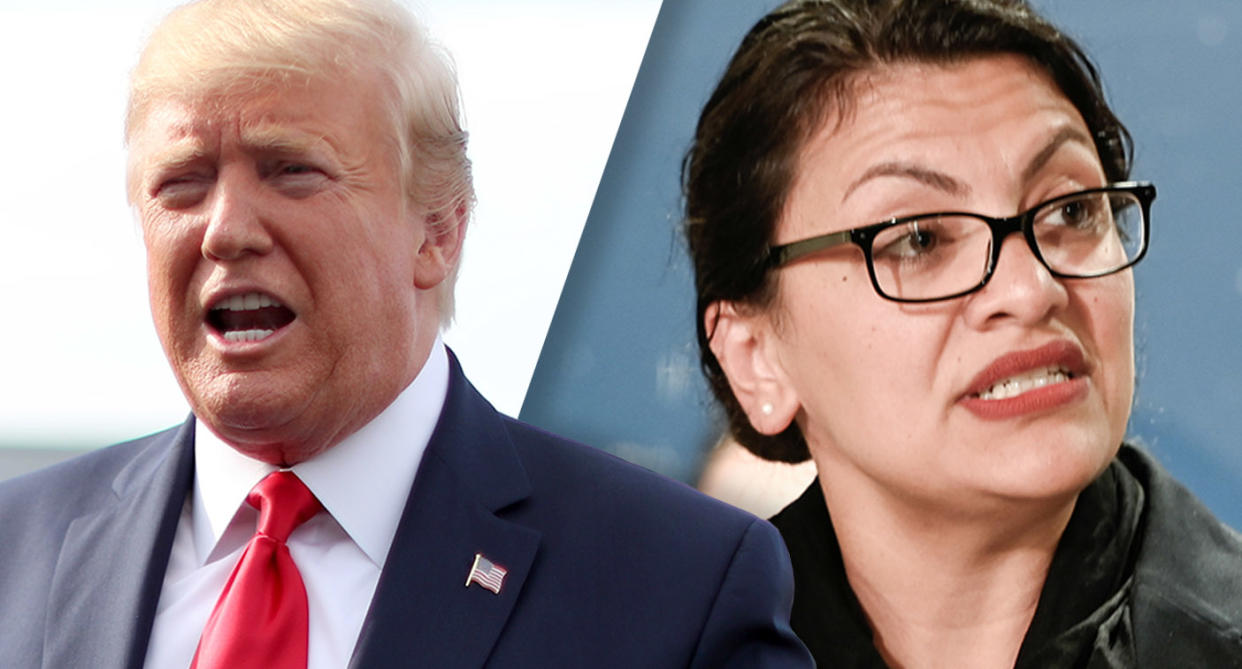 President Trump and Rep. Rashida Tlaib D-Mich. (Photos:  Jonathan Ernst/Reuters, Caroline Yang/Reuters)