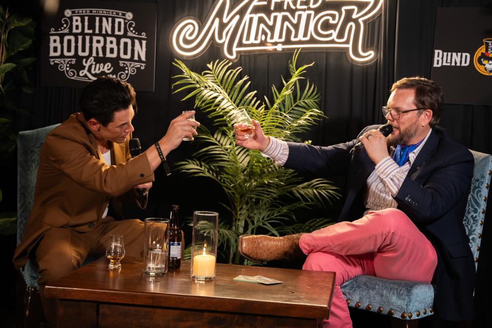 "Vanderpump Rules" star Tom Sandoval shares a toast with Fred Minnick at the Feb. 7 Big Game Bourbon event at The Foundation Room in Las Vegas.