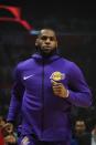 Jan 31, 2019; Los Angeles, CA, USA; Los Angeles Lakers forward LeBron James (23) warms-up before the game against the LA Clippers at Staples Center. Mandatory Credit: Richard Mackson-USA TODAY Sports