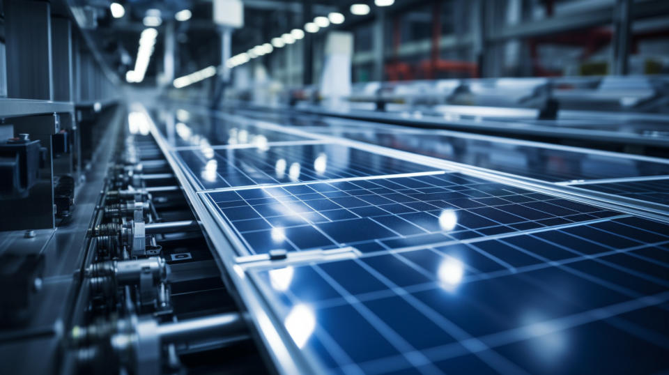 A production line of solar cells, the lifeline of the corporation.