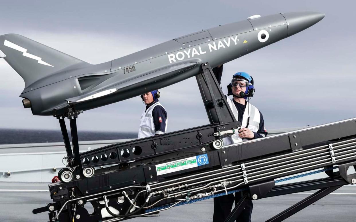 HMS Prince of Wales has launched drones from her flight deck