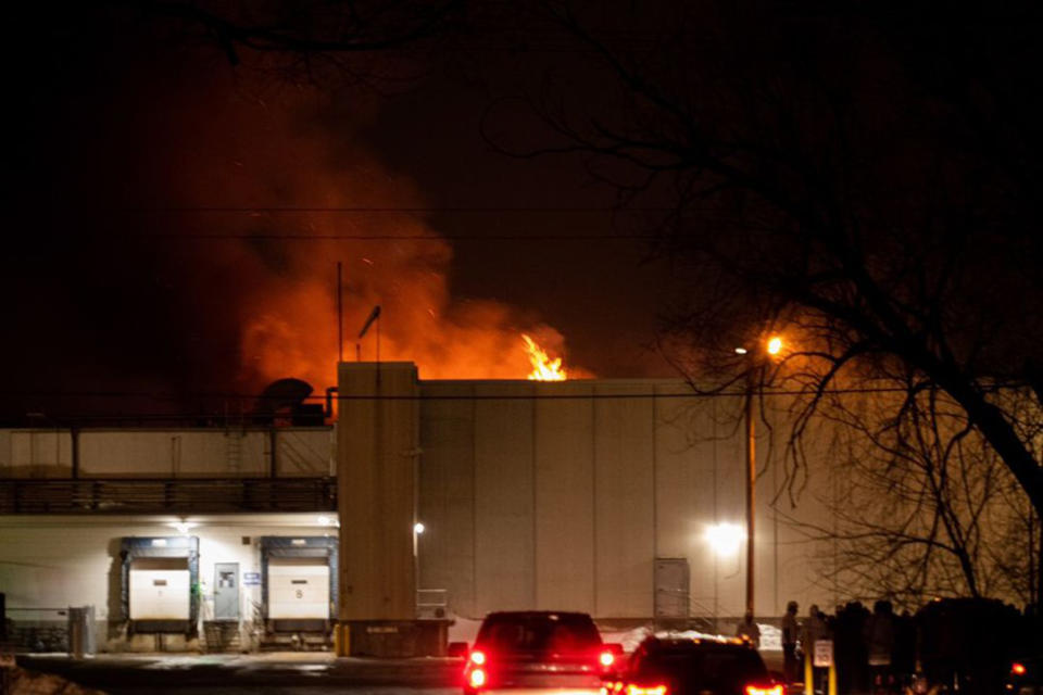 The fire at Associated Milk Producers Inc. in Portage, Wisconsin. (Gunnar Bortz / NBC15)